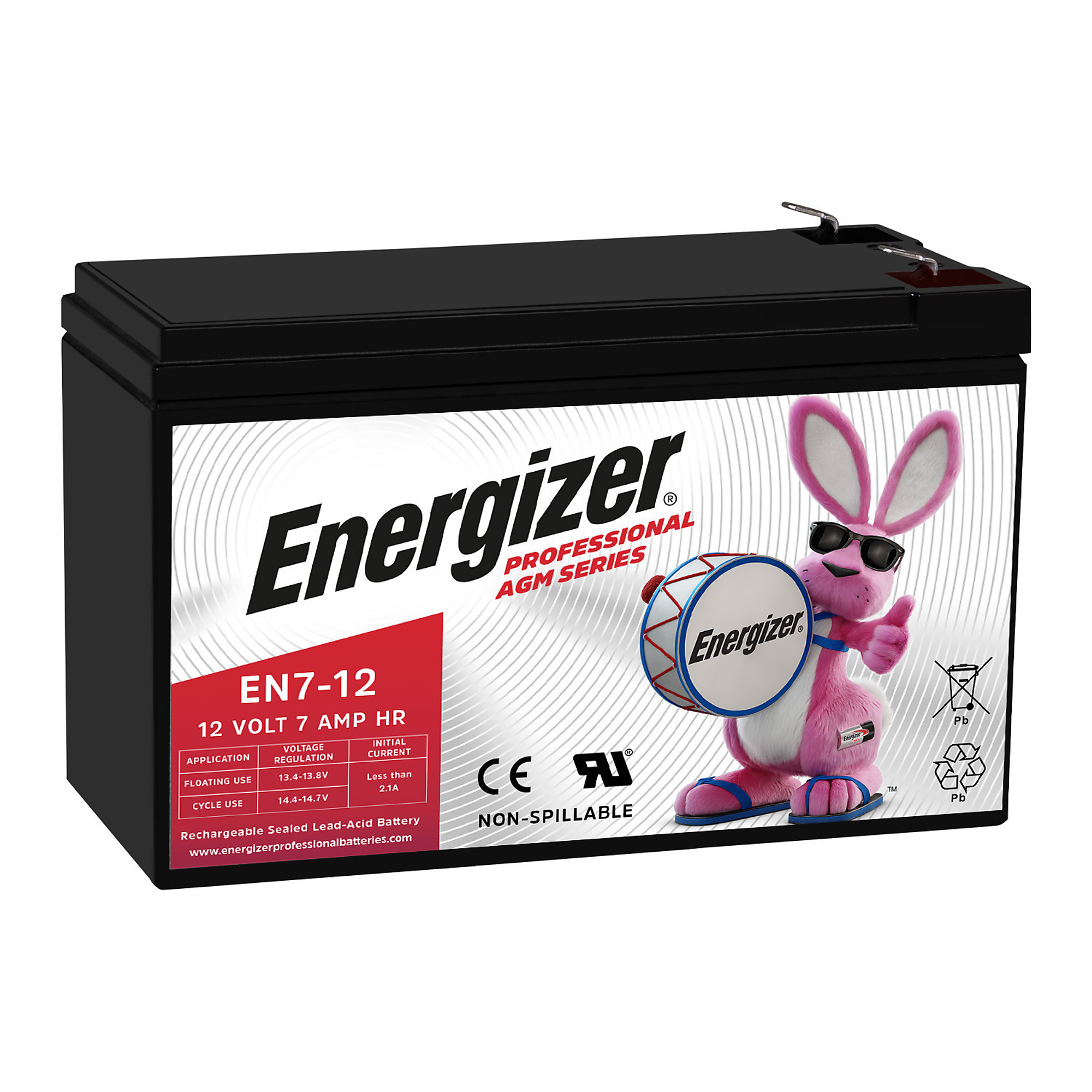 Energizer Sealed Lead Acid AGM Rechargeable Battery — 12V, 7Ah, 4-Pack, Long Lasting, Model# EN4148445